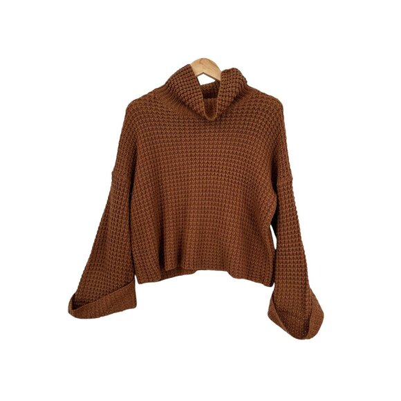 Goodnight Macaroon Sweater Top Cropped Cowl Neck‎ Chunky Knit Womens No Tag - Picture 1 of 7